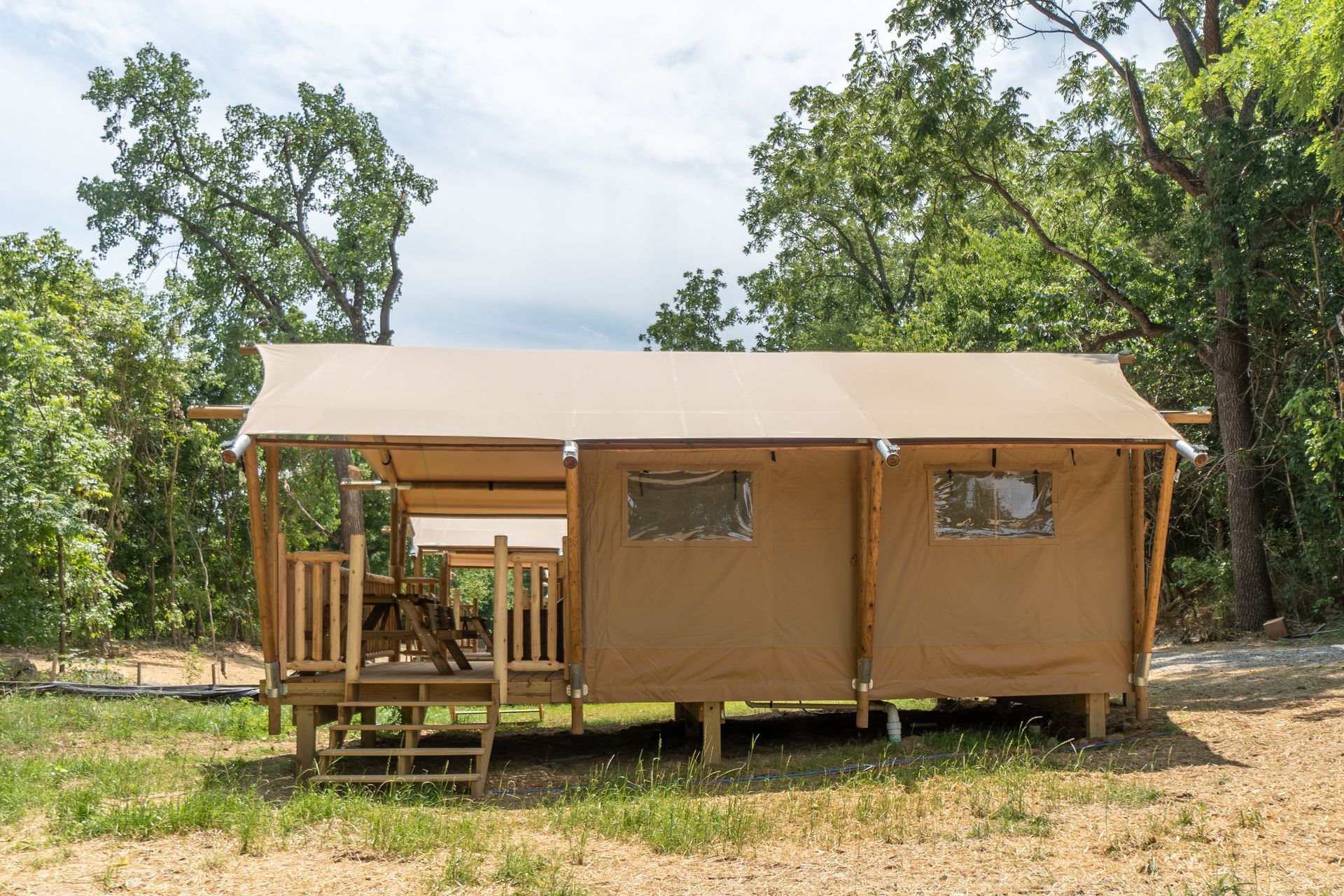 The glamping tents offer the perfect balance for a more adventurous yet luxurious experience.