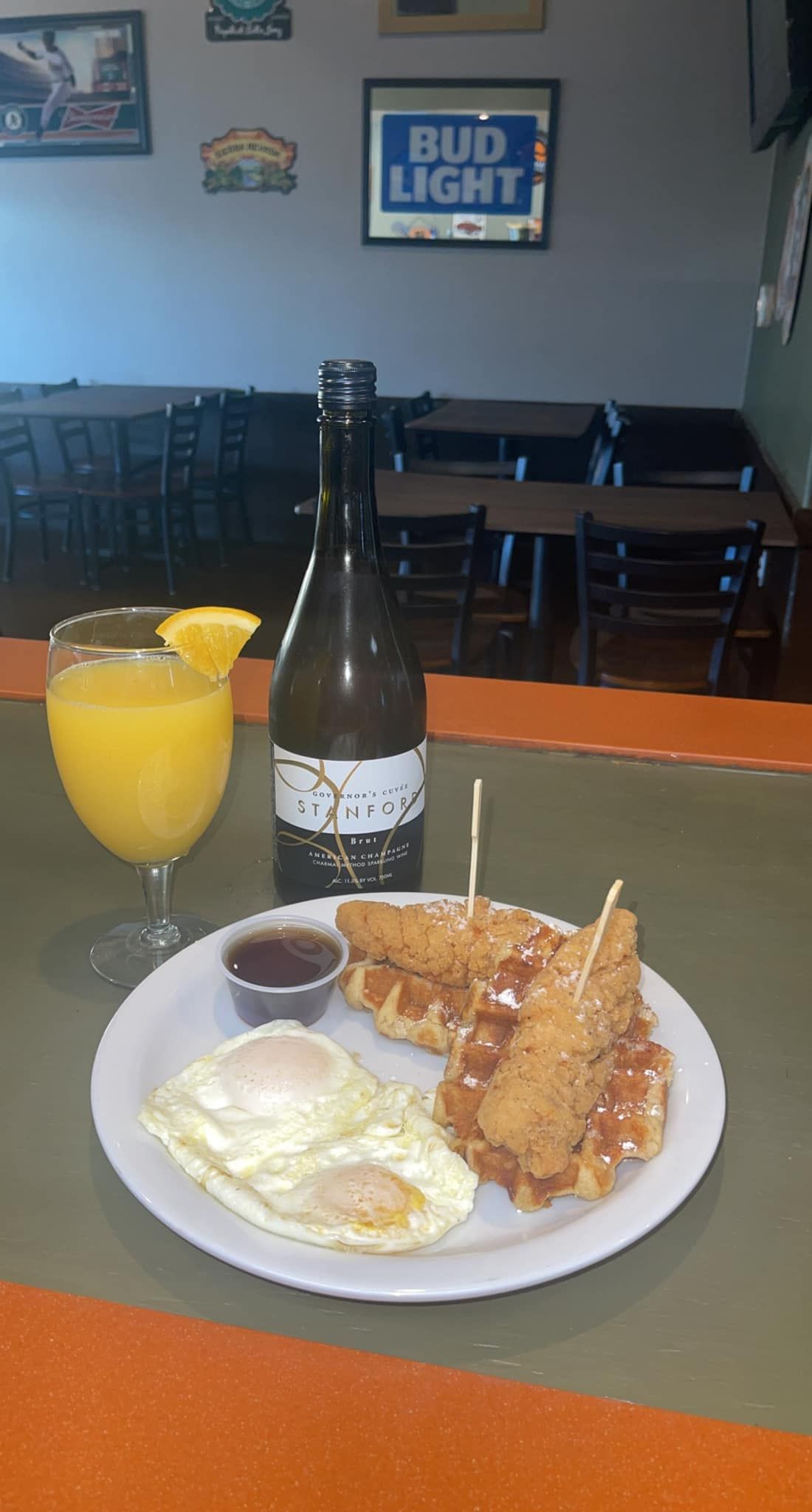 Chicken and Waffles with 2 Eggs and Drinks — Yuba City, CA — Midtown Grill