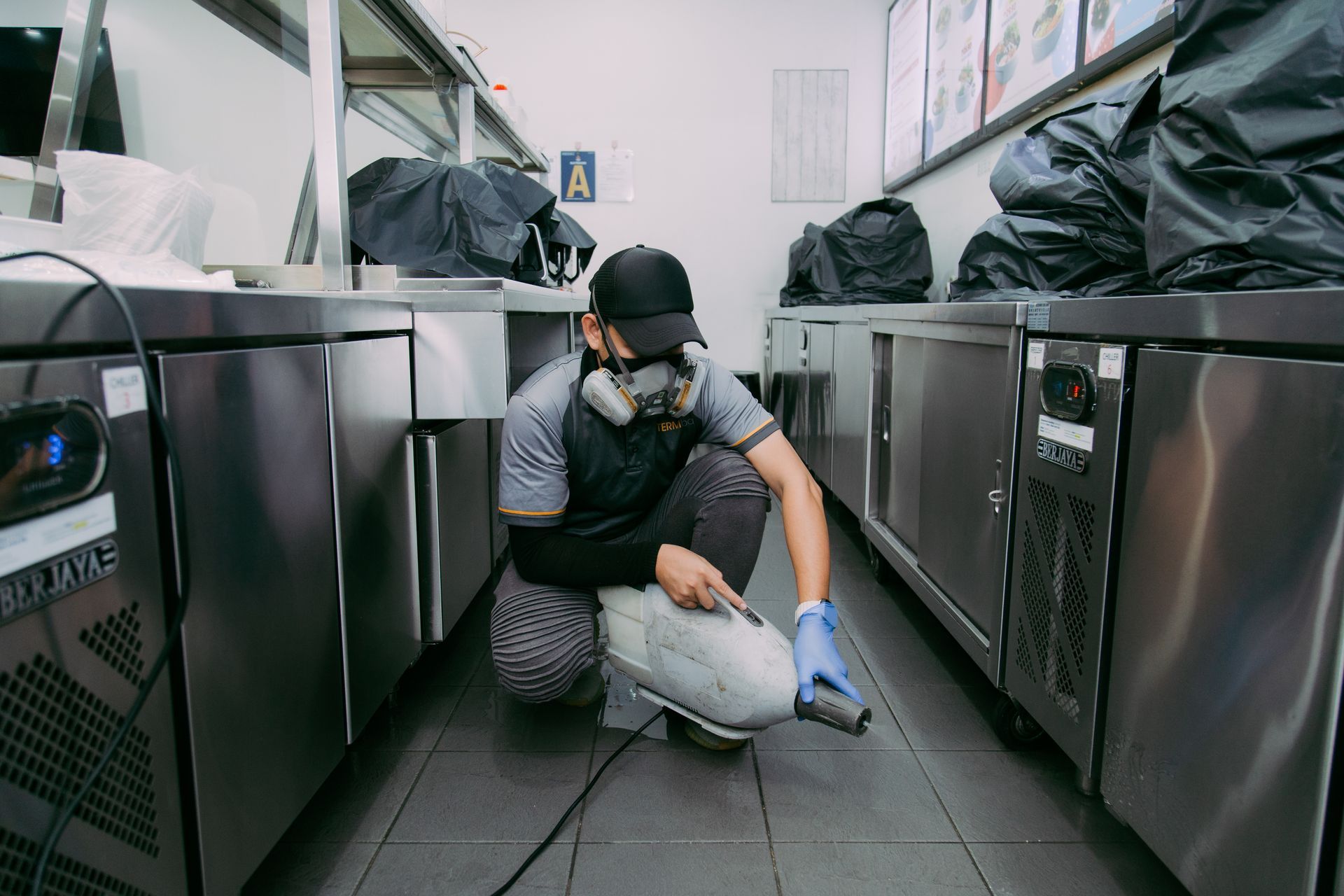 Cockroach ULV misting in kitchen