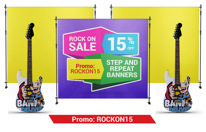 15% Off Rock On sale Step and Repeat banners promo