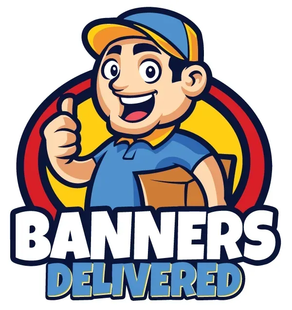 Banners Delivered  Logo close up delivery man