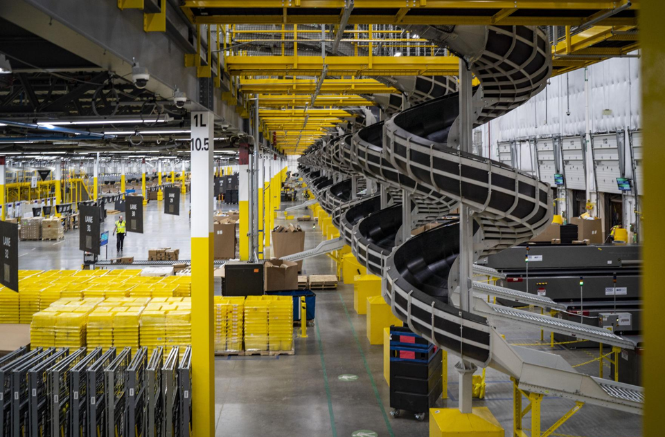 Amazon Distribution Center Spiral Chutes