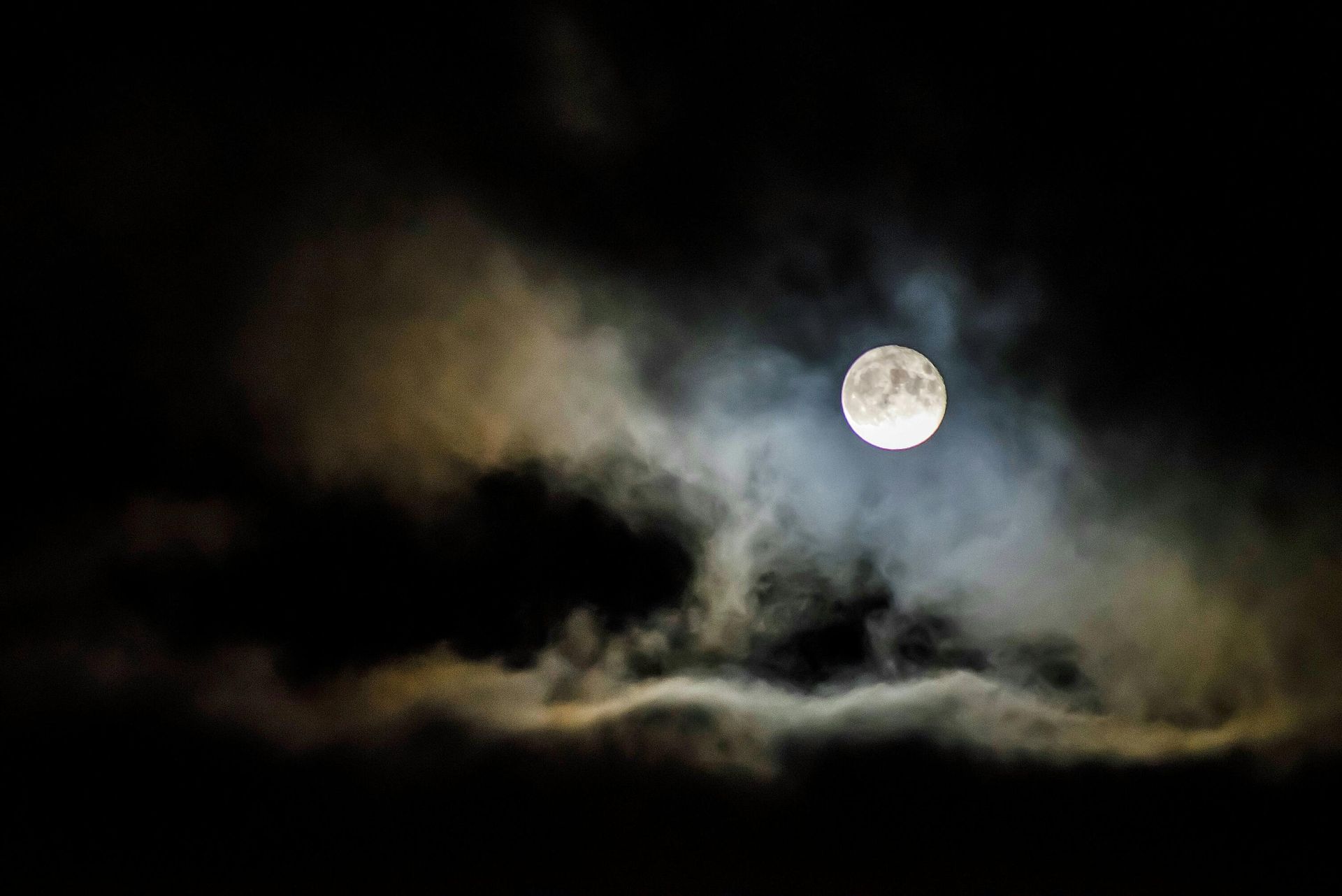 Full moon in a cloudy sky