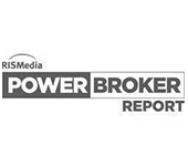 The power broker report logo is black and white.
