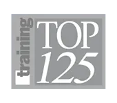 The logo for top 125 training is gray and white.
