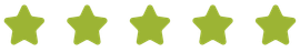 Five lime-green stars arranged in a horizontal row, commonly used to indicate a five-star rating.