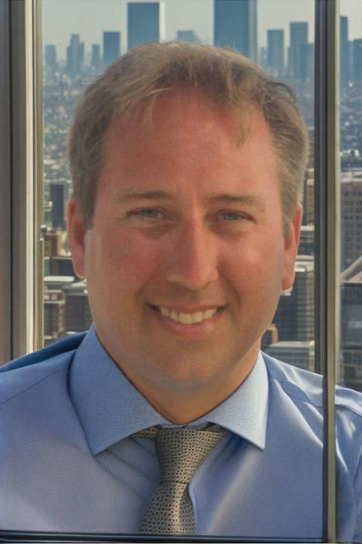 A woman wearing glasses and a white shirt is smiling for the camera.