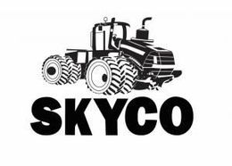 Black tractor logo above bold text “SKYCO” on a white background