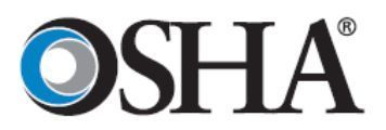A logo for osha with a blue circle in the middle