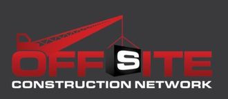 The off site construction network logo is red and black
