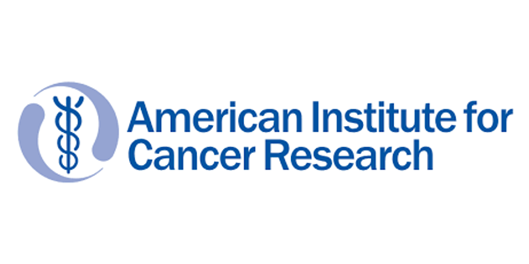 The american institute for cancer research logo has a medical symbol on it.