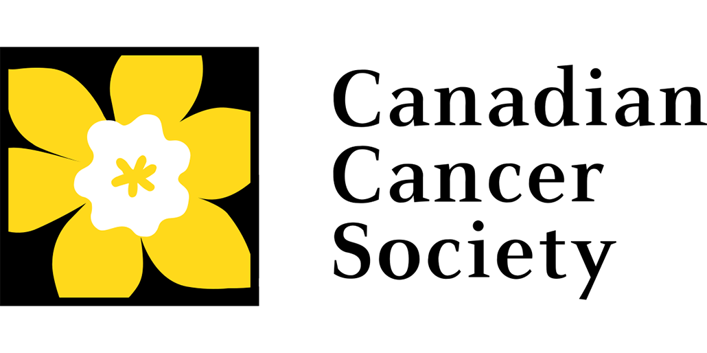 The logo for the canadian cancer society has a yellow flower on it.