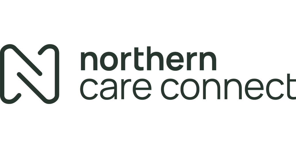 The logo for northern care connect is black and white.