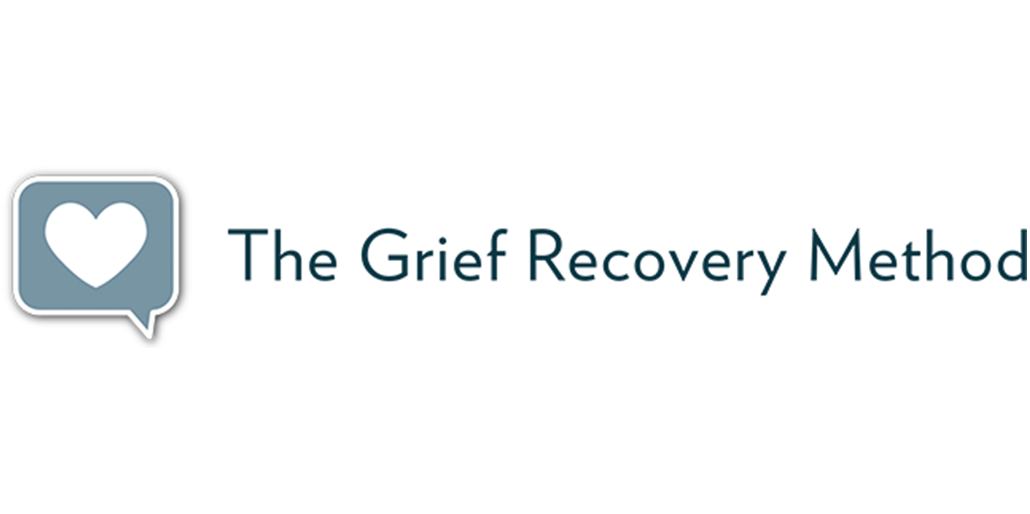 A logo for the grief recovery method with a heart in a speech bubble.