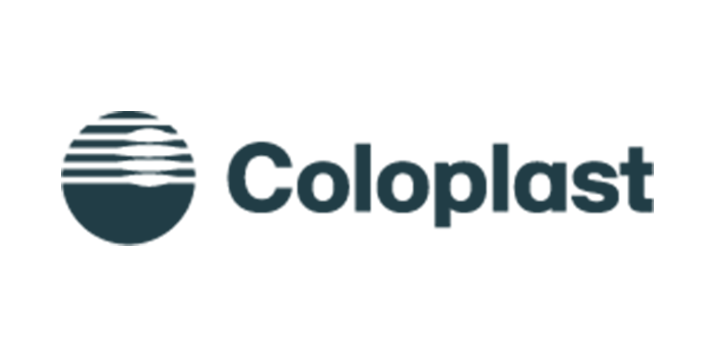 A logo for coloplast is shown on a white background.