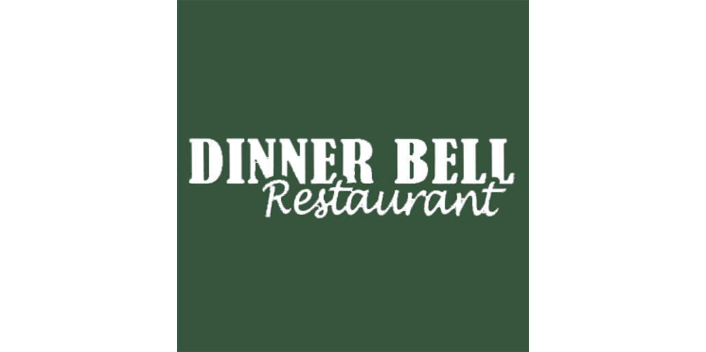 The logo for dinner bell restaurant is green and white.