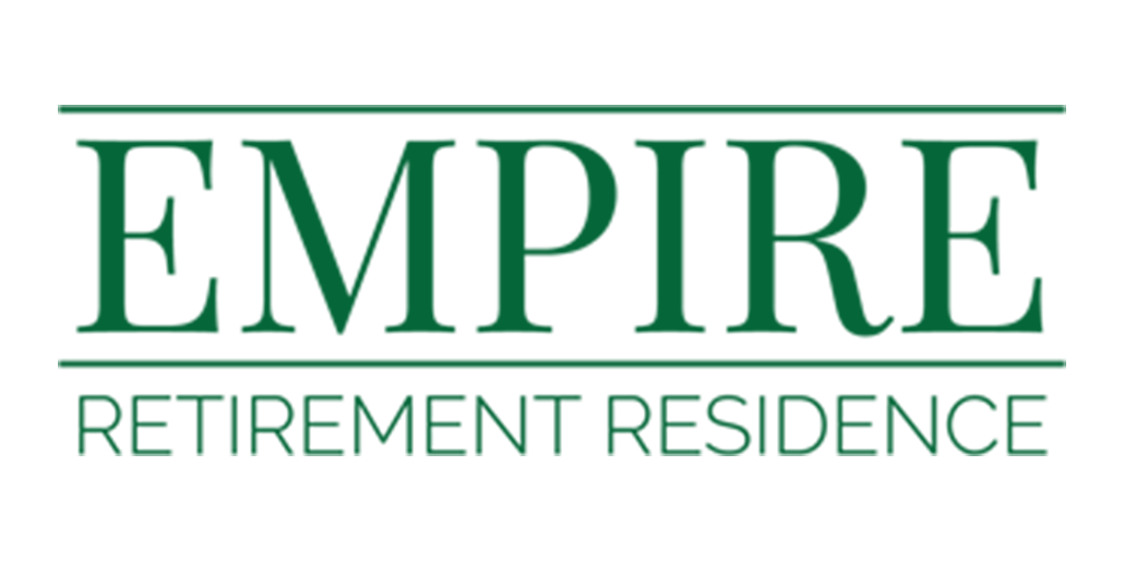 The logo for empire retirement residence is green and white