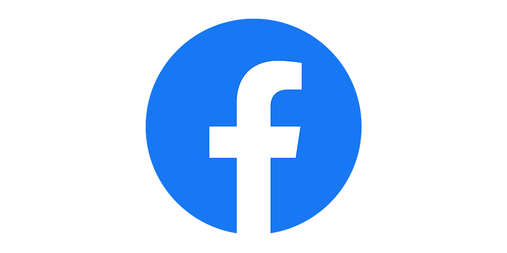 The facebook logo is in a blue circle on a white background.