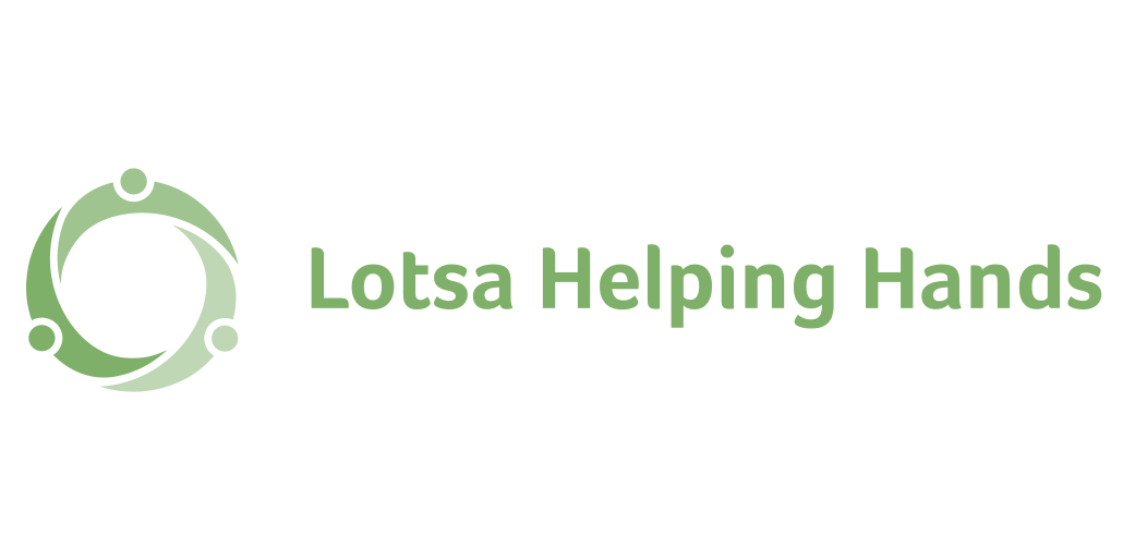 The logo for lotsa helping hands shows a group of people holding hands in a circle.