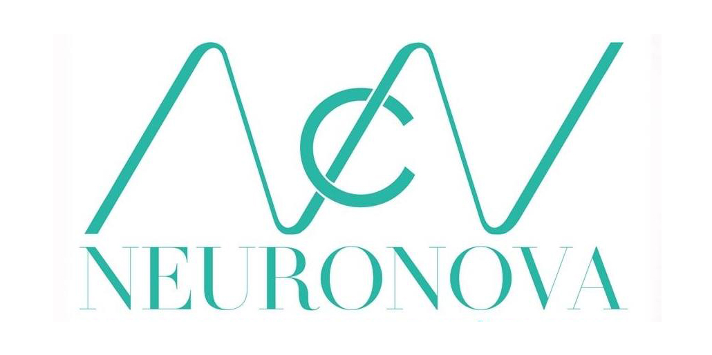 A logo for a company called neuronova with a wave in the middle.