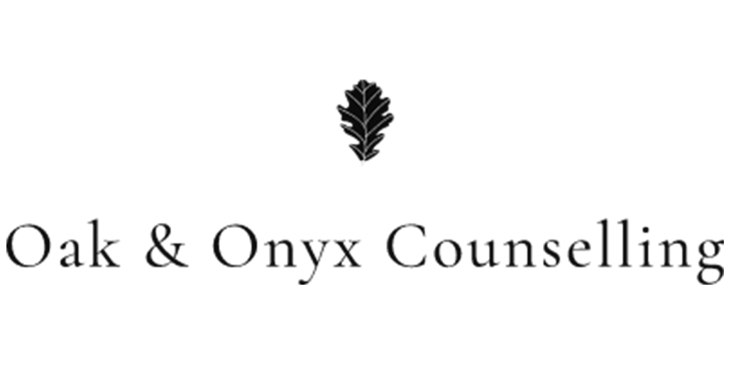 A black and white logo for oak and onyx counseling