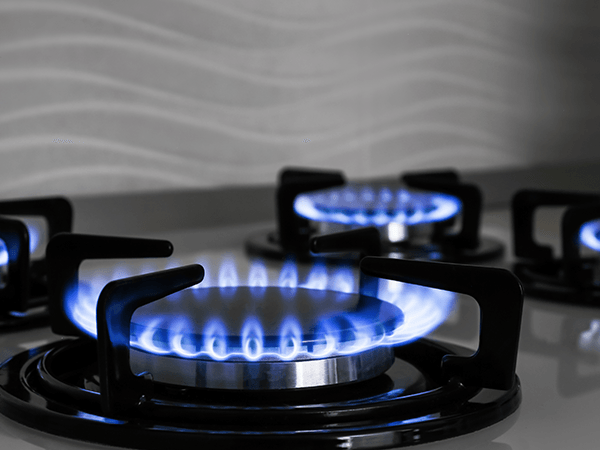 gas stove with running flames