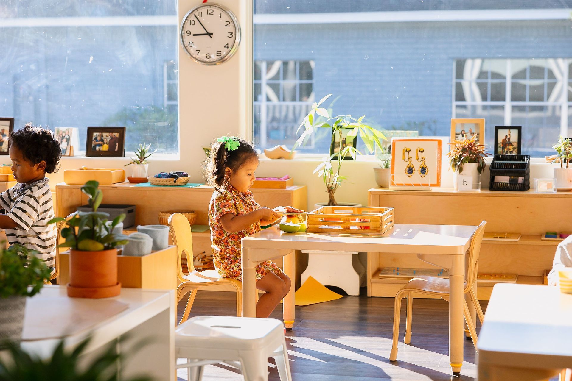 Montessori child working with materials