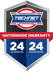 TechNet Professional, nationwide 24-month/24,000-mile warranty logo in shield shape. | Joe's Slinger Service