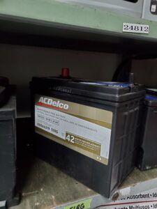 ACDelco car battery on a shelf. | Joe's Slinger Service