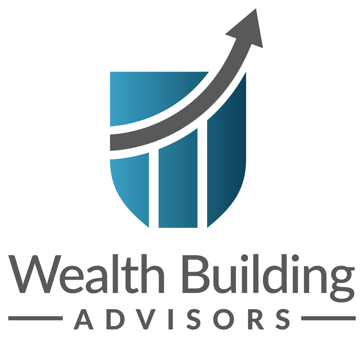 A logo for wealth building advisors with a shield and an arrow.