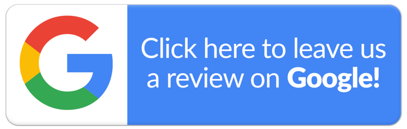 Google review banner with multicolor G logo and blue button text, “Click here to leave us a review on Google!”