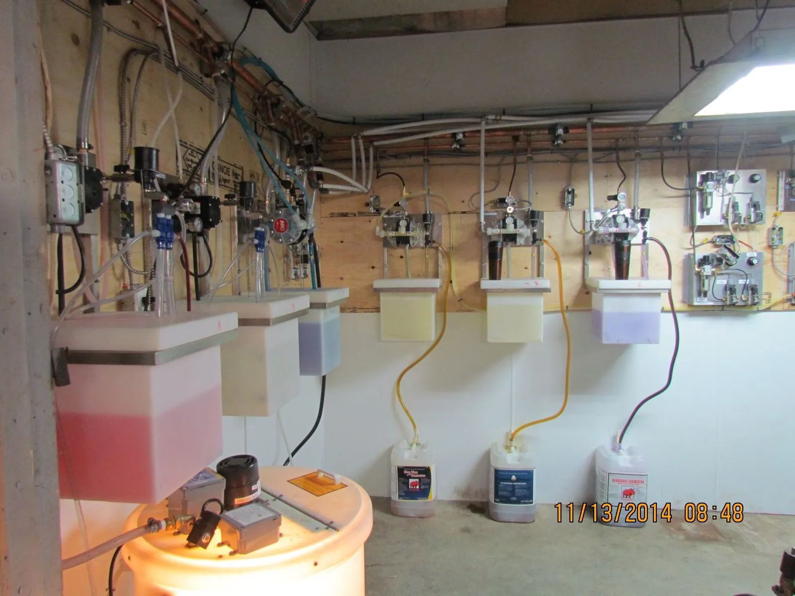 A picture of a room with a lot of chemicals on the wall