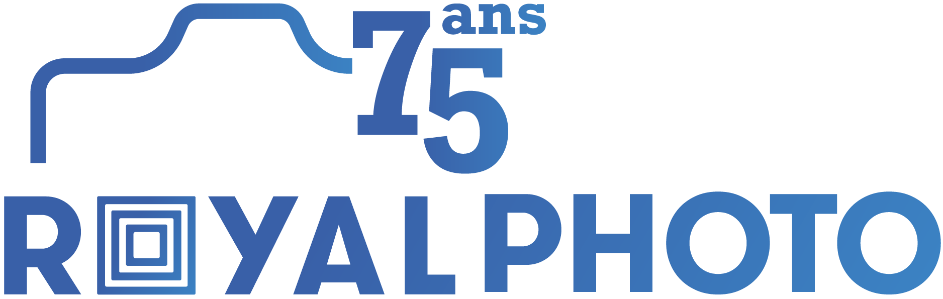 Logo pour Royal Photo avec un design carré bleu et le texte « ROYAL PHOTO ».