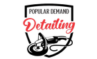 A logo for a car detailing company called popular demand detailing.