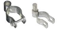 A pair of metal clamps on a white background.