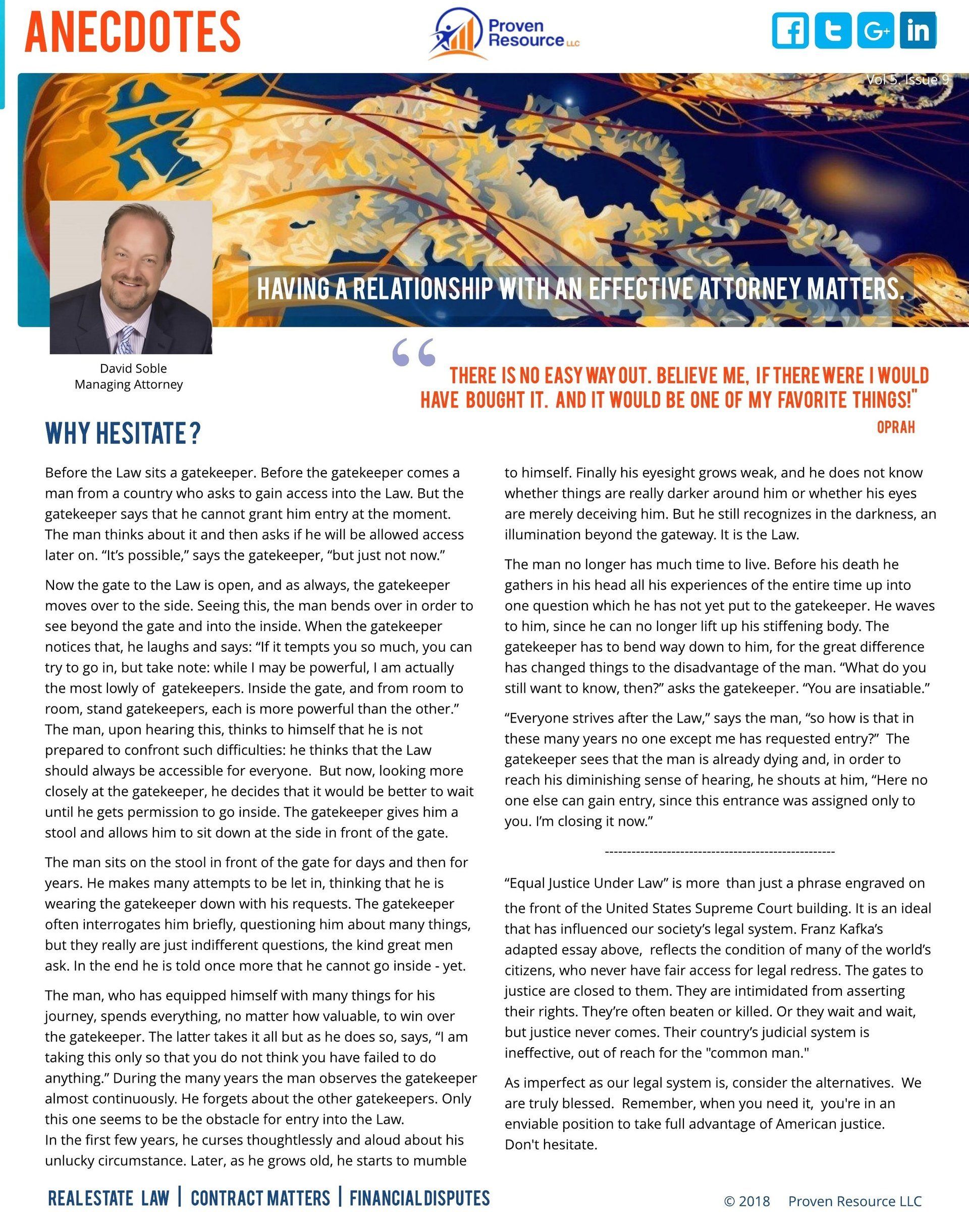 Proven Resource Newsletter Octoberish Cover Page