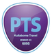 A purple and blue logo for kullaborne travel