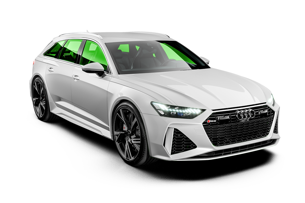 A white audi rs6 is shown on a white background.