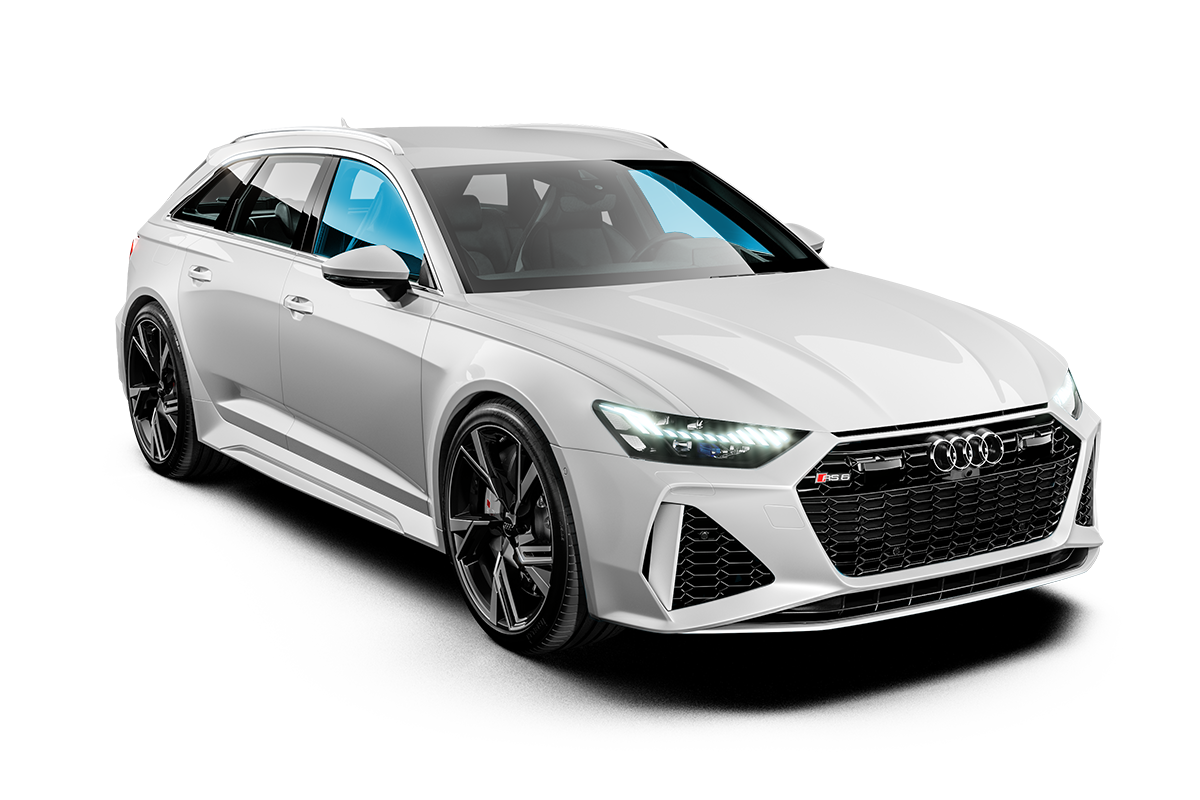 A white audi rs6 is shown on a white background.