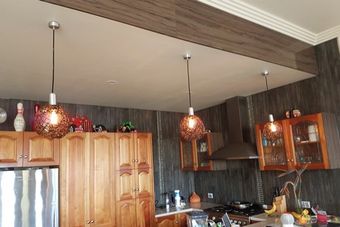 copper lights in kitchen