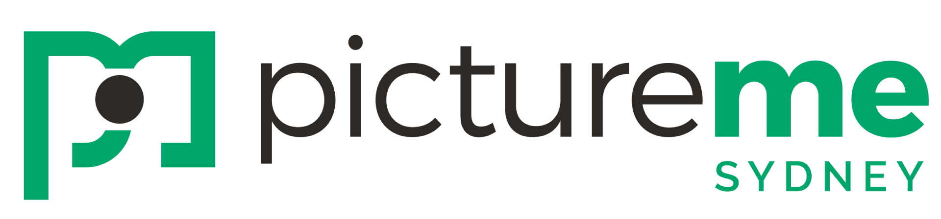 The logo for pictureme sydney is green and white.