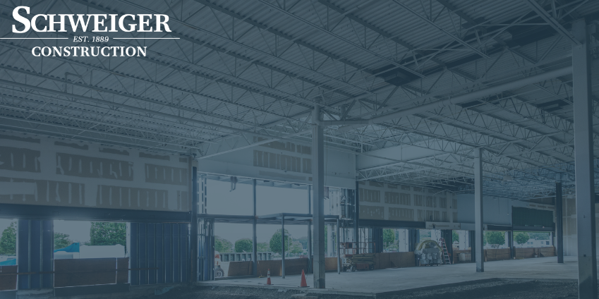 A picture of a building under construction sponsored by schweiger construction