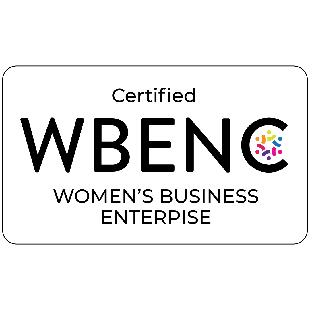 A certified wbenc women 's business enterprise logo on a white background.