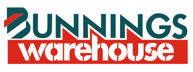 Bunnings Warehouse logo with green text and a red background.