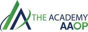 The academy aaop logo is a blue and green logo on a white background.
