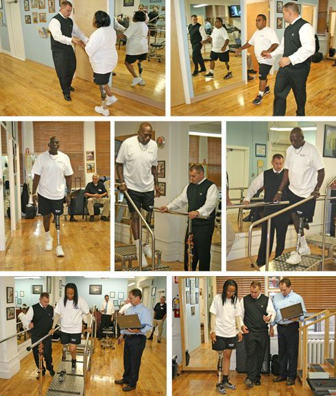 A collage of photos of people with prosthetic legs
