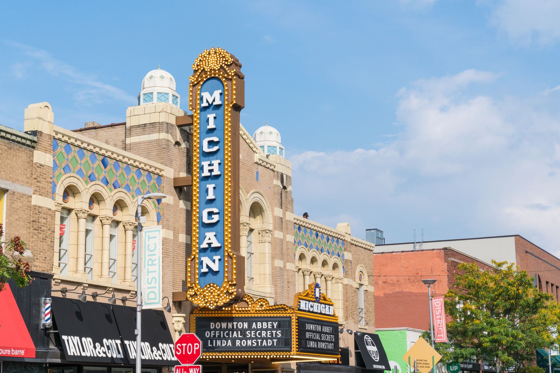 A large building with a sign that says michigan on it.