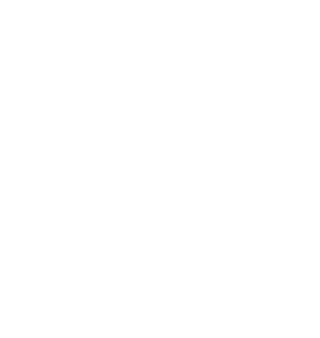 There are two palm trees and a sunset in the background.