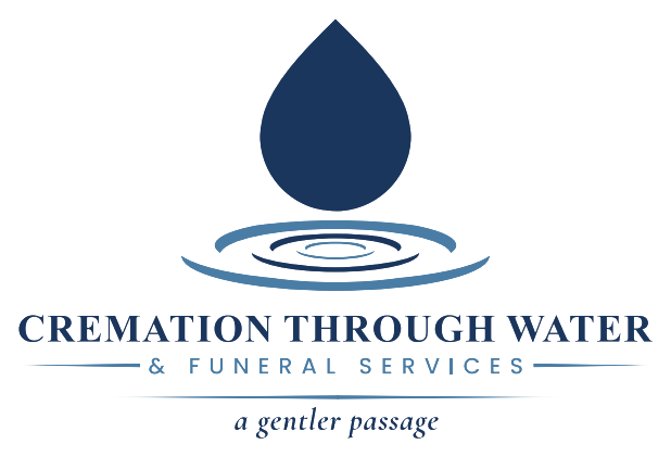 Logo: blue water droplet above concentric water rings,