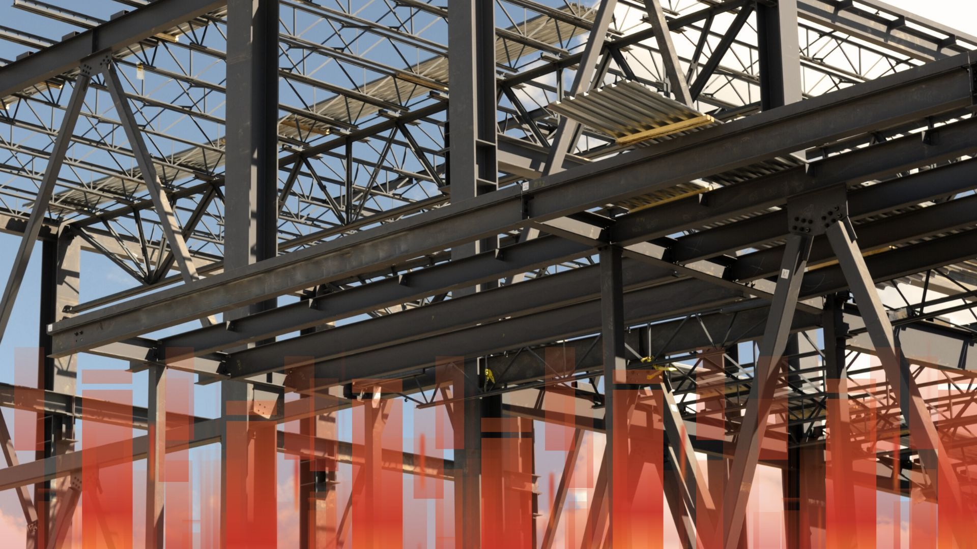 A bridge under construction with a blue sky in the background